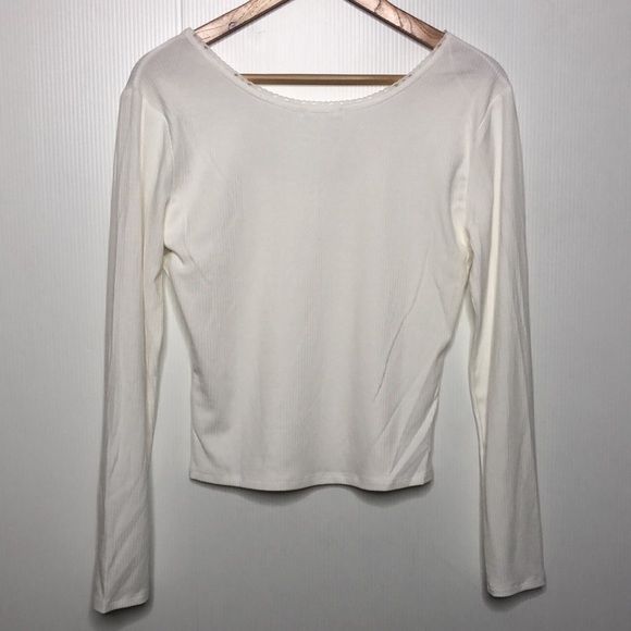 Abound Scoop Neck Long Sleeves Lace Trim T-Shirt Size Small NEW - Picture 8 of 11